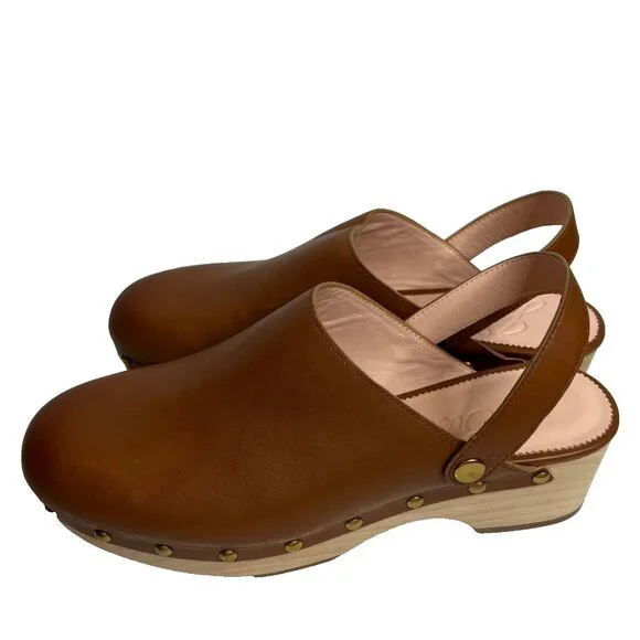 J.Crew $198 Convertible Leather Clogs Rich Oak Size 9.5 BA188 - Picture 2 of 9